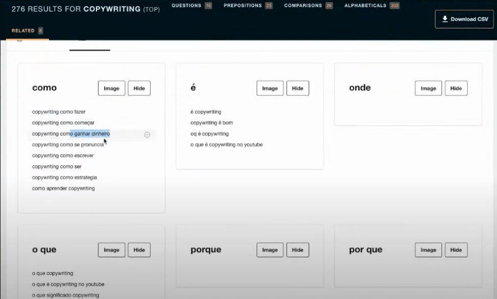 AnswerThePublic Plano conteudos